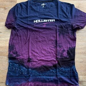 Hollister Black and Purple Graphic Tee